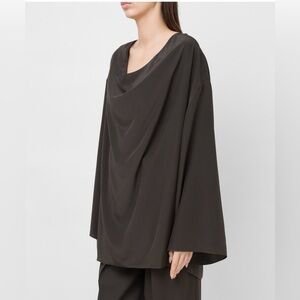 The Row Charcoal Banat Silk Blouse, Size L